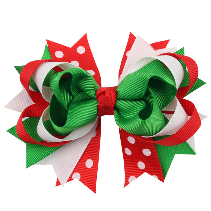 Christmas Various Pattern Dovetail Bow Shape Design Hair 5 Clips