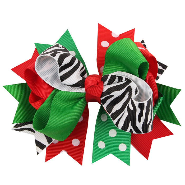 Christmas Various Pattern Dovetail Bow Shape Design Hair 5 Clips