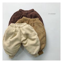 Baby Solid Color Corduroy Fabric Thickened Winter Pants