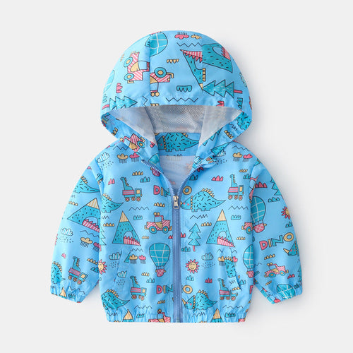 Baby Boy Cartoon Pattern Zipper Front Design Mesh Cloth Jacket Coat - Horizon Bliss