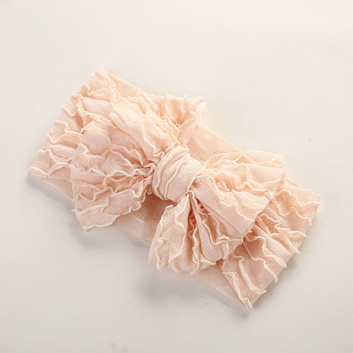 Baby Solid Color Elastic Handmade Big Bow Headband