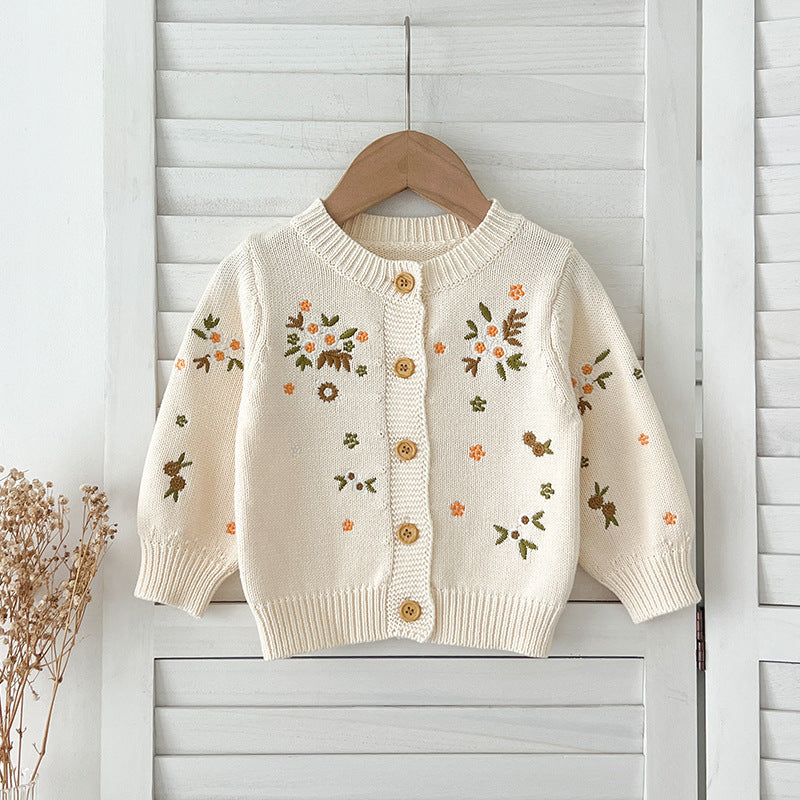 Autumn New Arrival Baby Kids Girls Comfortable Flowers Embroiedery