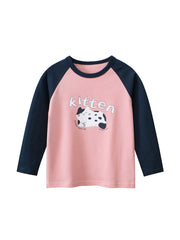 Autumn New Arrival Kids Girls Animals Cartoon and Letters Print Crew