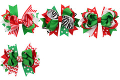 Christmas Various Pattern Dovetail Bow Shape Design Hair 5 Clips