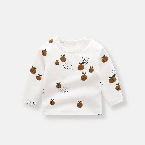 Baby Allover Fruit Graphic 100% Pure Organic Cotton Side Snap Button