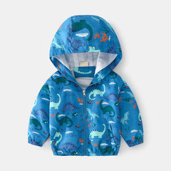 Baby Boy Cartoon Pattern Zipper Front Design Mesh Cloth Jacket Coat - Horizon Bliss