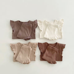 Baby Solid Color Crewneck Tops Sets