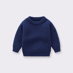 Baby Solid Color Handknit Design Quality Pullover Loose Sweater