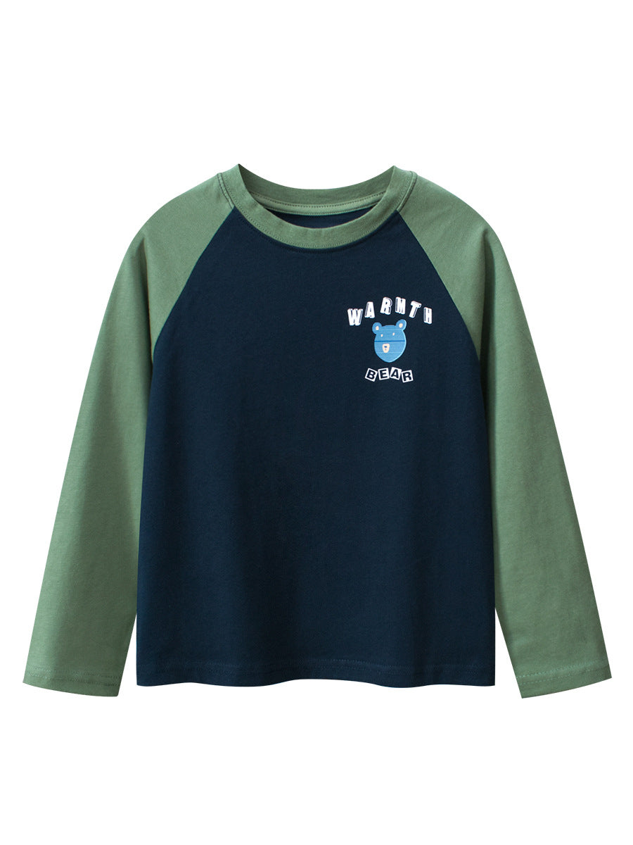 Autumn New Arrival Kids Cartoon Print Crew Neck Long Sleeves Color