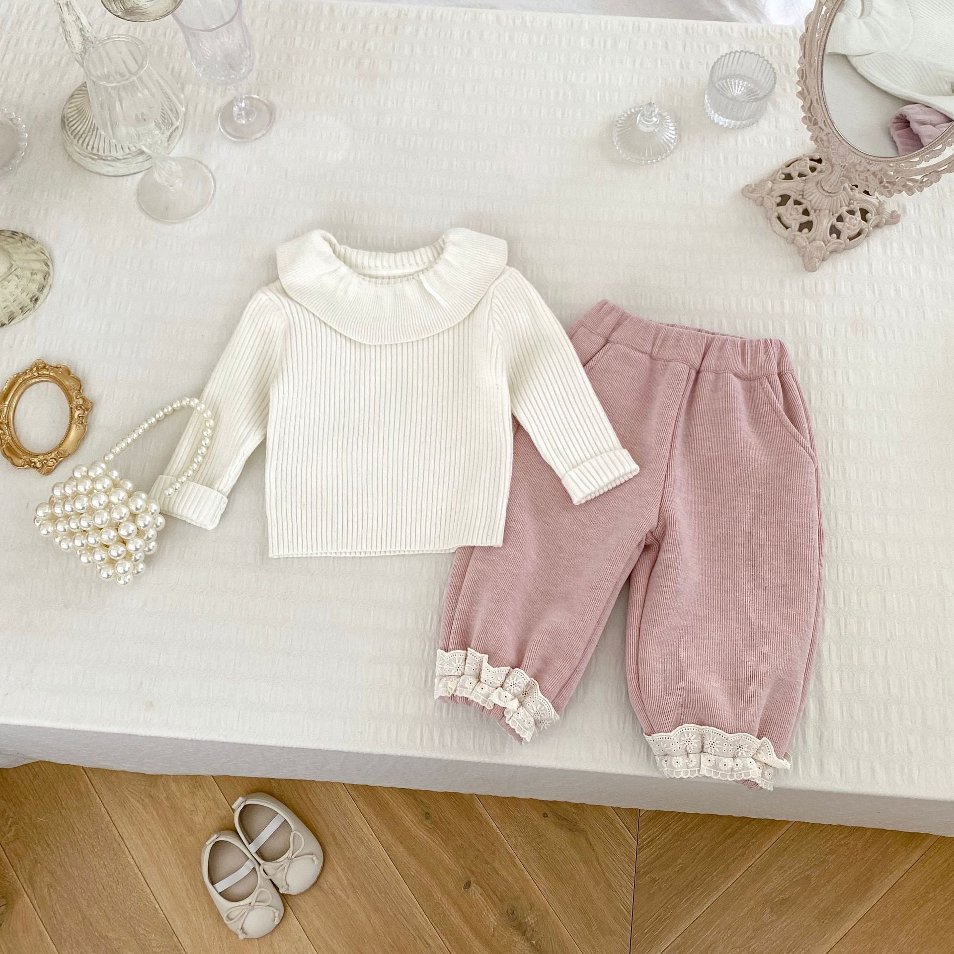 Autumn Hot Selling Baby Girls Long Sleeves Simple Plain Knitted Top