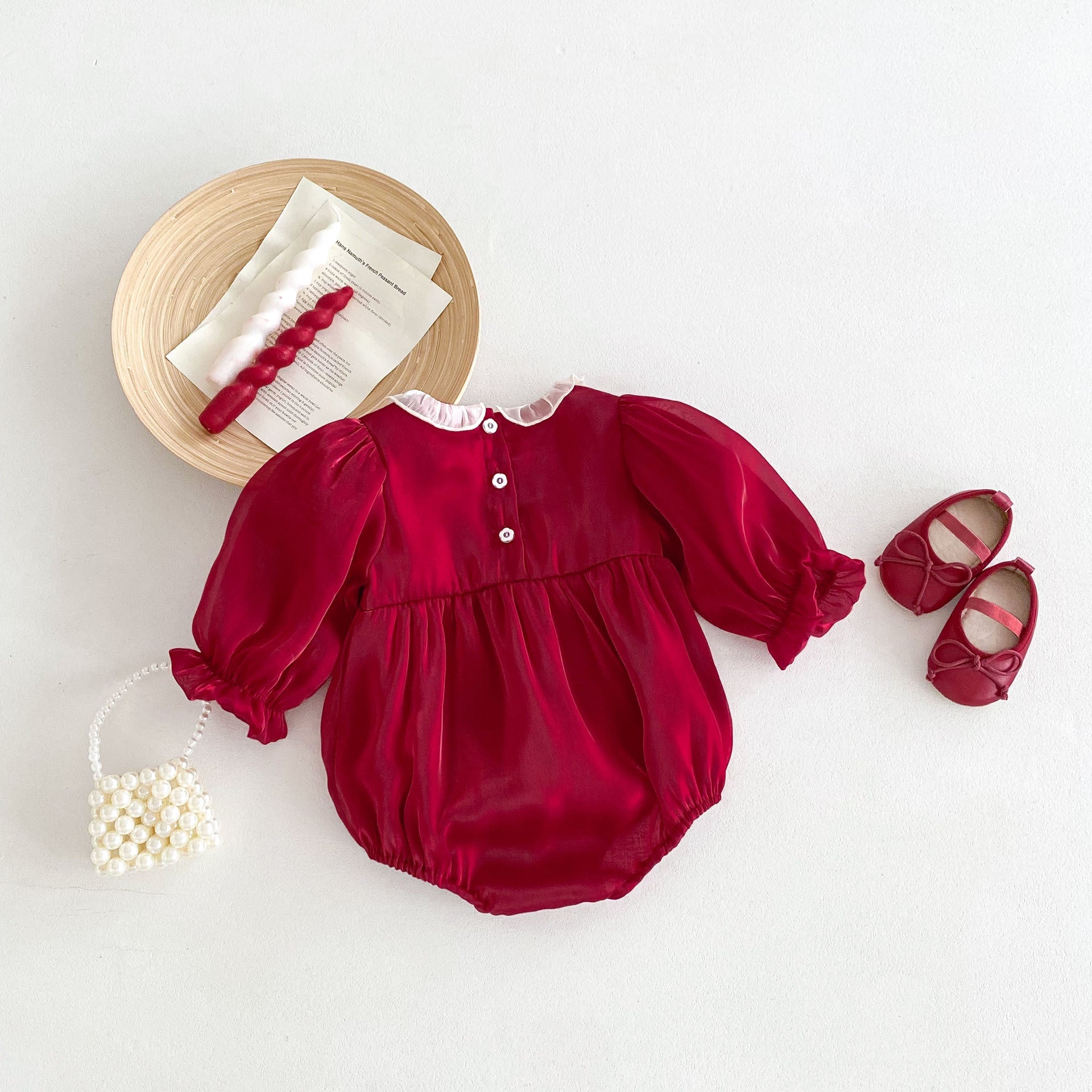 Autumn New Arrival Baby Girls Long Sleeves Square Ruffle Neck Double