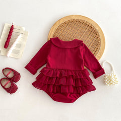 Autumn New Arrival Baby Girls Long Sleeves Ruffle Solid Color Peter