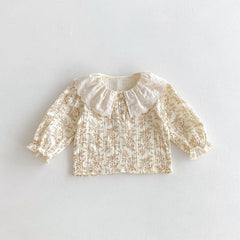 Autumn New Arrival Baby Kids Girls Flowers Pattern Long Sleeves Top