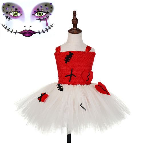 Children Girls’ Halloween Costume Set: Sleeveless Cosplay Tulle Dress