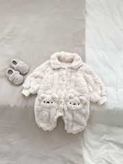 Winter Infant Baby Lovely Teddy Bear Cartoon Pattern Turndown Collar