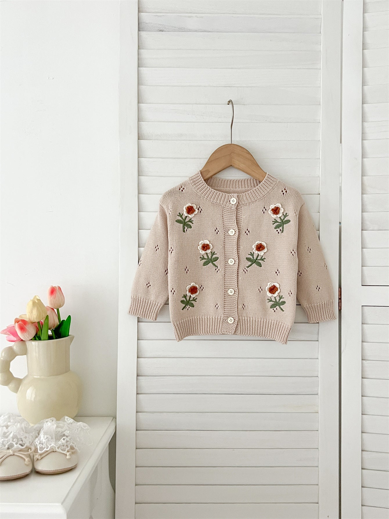 Autumn New Arrival Baby Kids Girls Comfortable Flowers Embroiedery