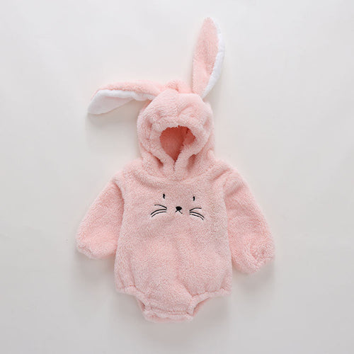 Baby Embroidered Pattern Rabbit Ear Design Thickened Onesies Bodysuit