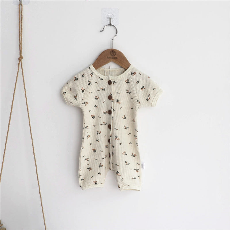 Baby 1pcs Allover Floral Graphic & Solid Single Breasted One