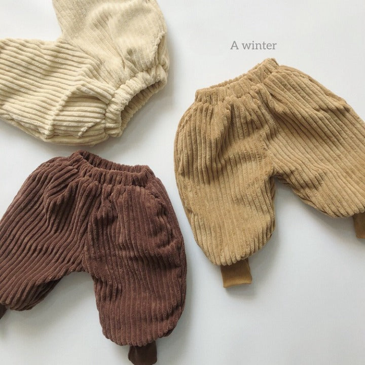 Baby Solid Color Corduroy Fabric Thickened Winter Pants