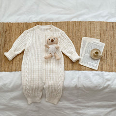 New Autumn Infant Baby Unisex Solid Knit Sweaters Long Sleeve Romper