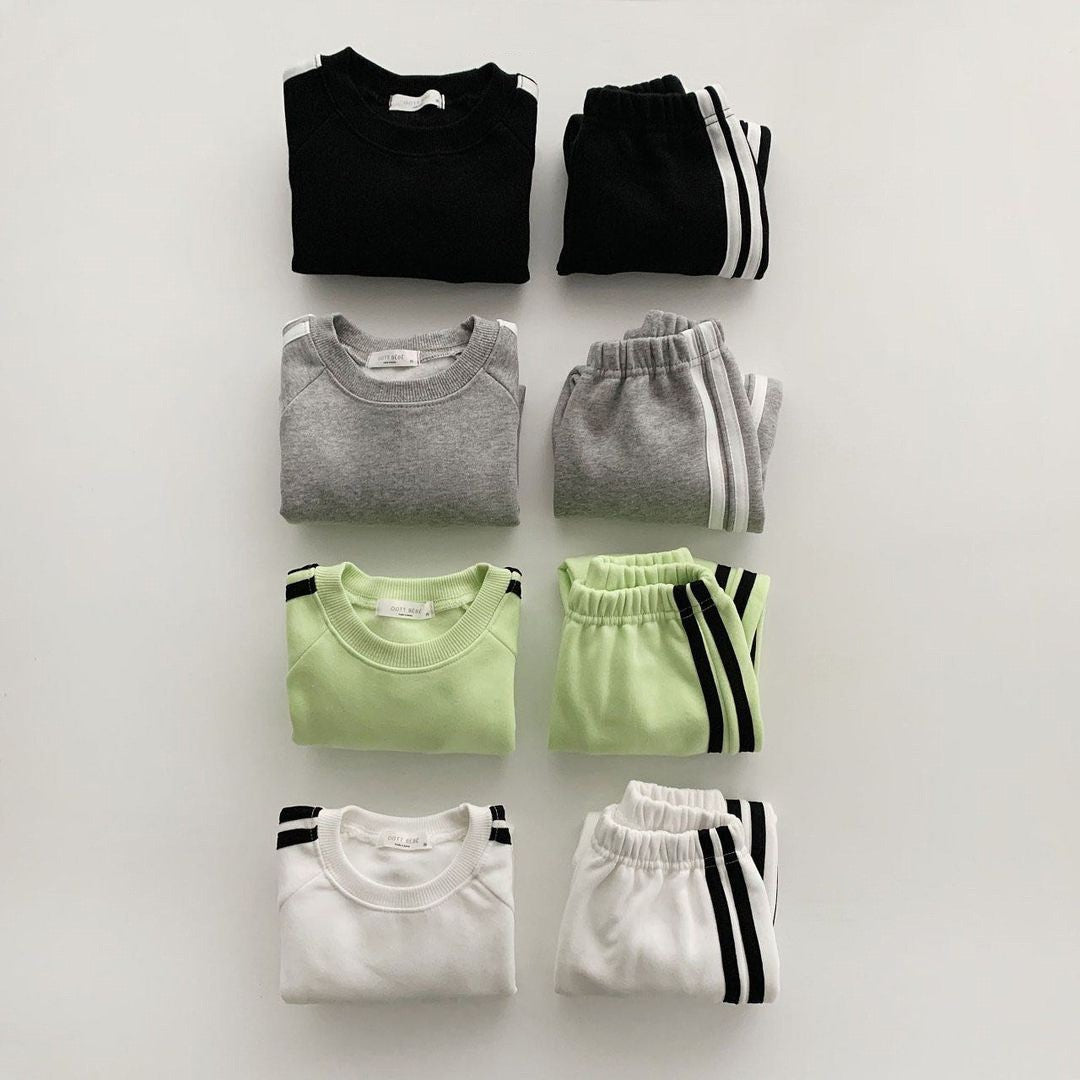 Autumn Baby Kids Unisex Casual Striped Long Sleeves Pullover and Pants