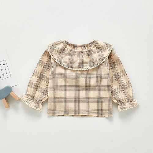 Autumn New Arrival Kids Girls Plaid/Floral Long Sleeves Shirt with