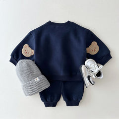 Autumn Baby Kids Unisex Casual Teddy Bear Pattern Long Sleeves