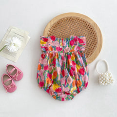 New Arrival Summer Baby Kids Girls Colorful Flowers Pattern Fly