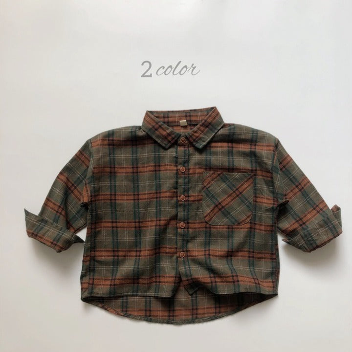 Baby Plaid Pattern Vintage Style Lapel Design Shirt