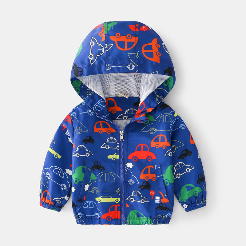 Baby Boy Cartoon Pattern Zipper Front Design Mesh Cloth Jacket Coat - Horizon Bliss