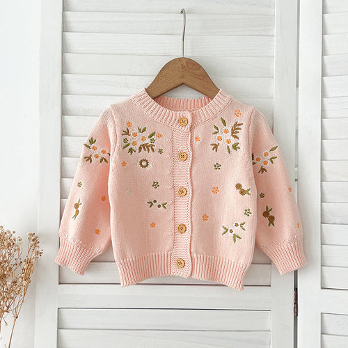 Autumn New Arrival Baby Kids Girls Comfortable Flowers Embroiedery