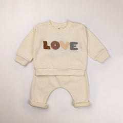 Baby LOVE Graphic Hoodies Combo Pants Kids Valentine’s Day Sets