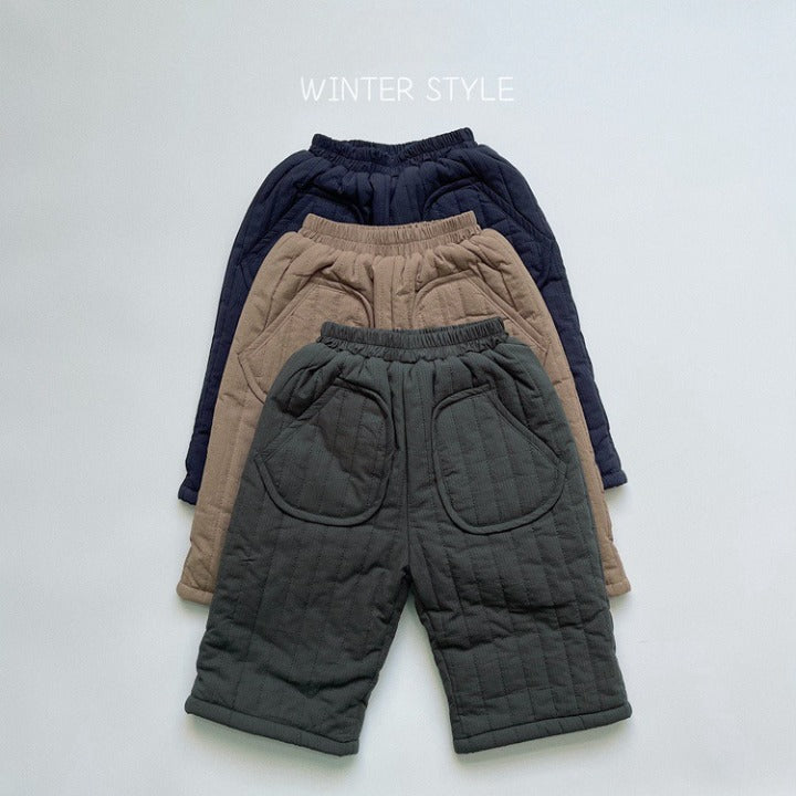 Baby Solid Color Cotton Quilted Winter Pants Outfits