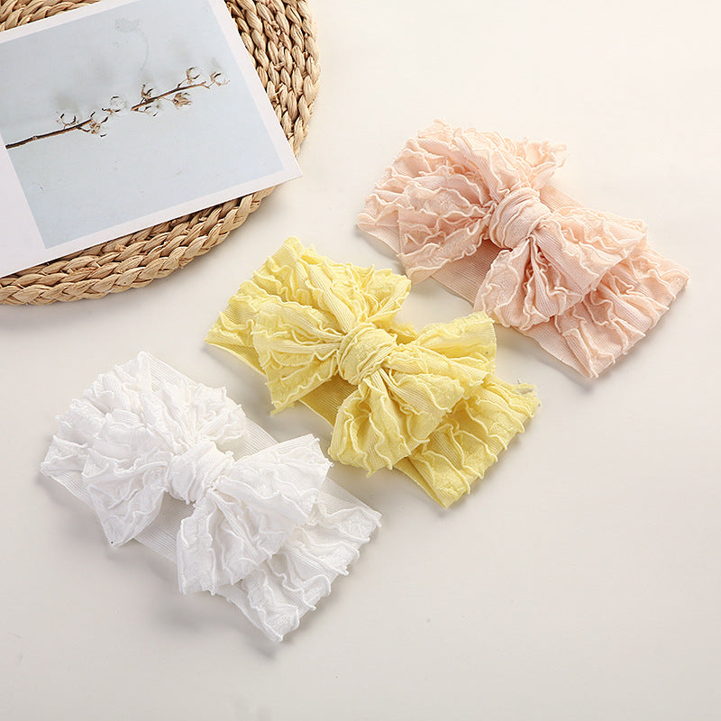 Baby Solid Color Elastic Handmade Big Bow Headband