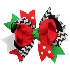 Christmas Various Pattern Dovetail Bow Shape Design Hair 5 Clips