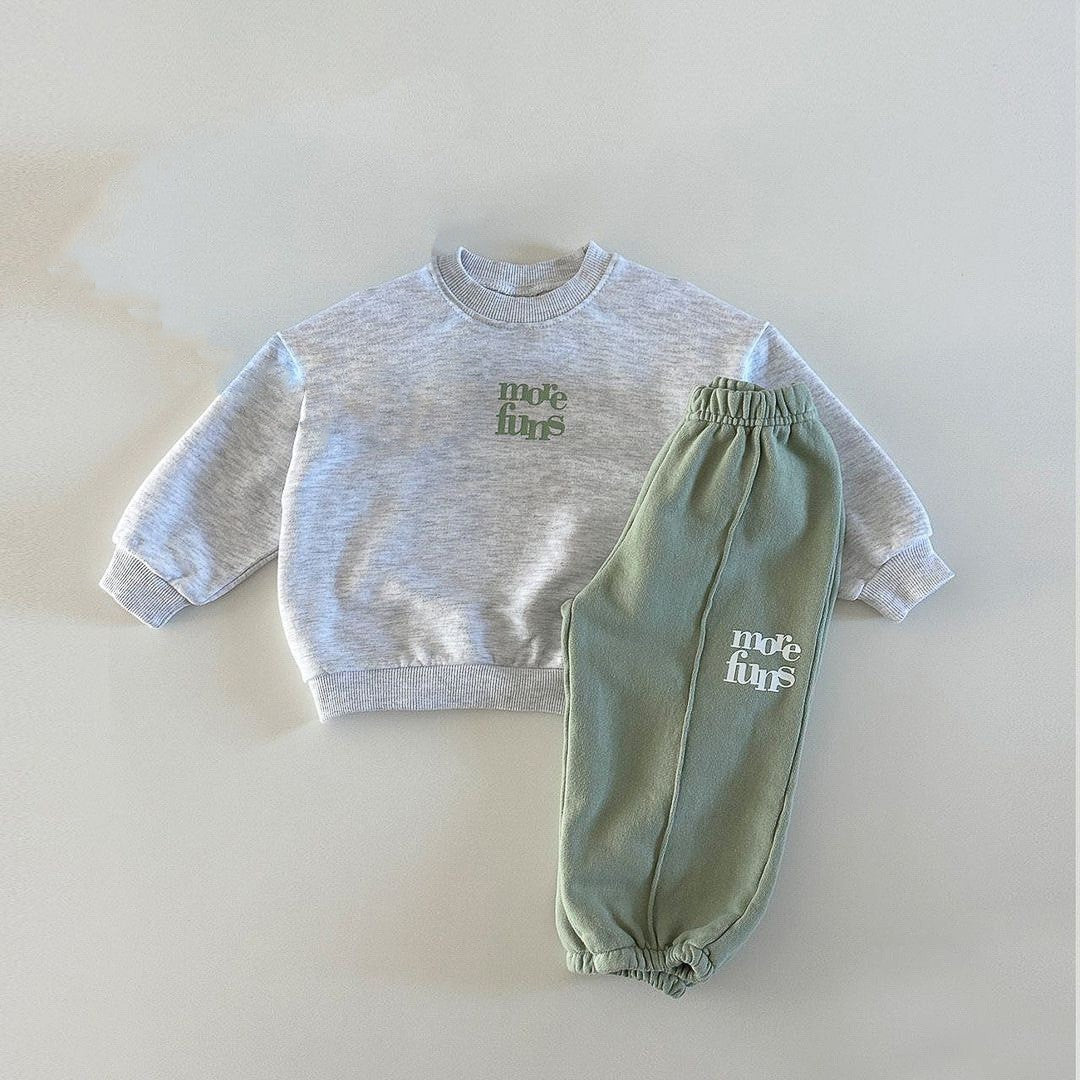 Autumn Baby Kids Unisex Casual Letter Pattern Pullover and Pants