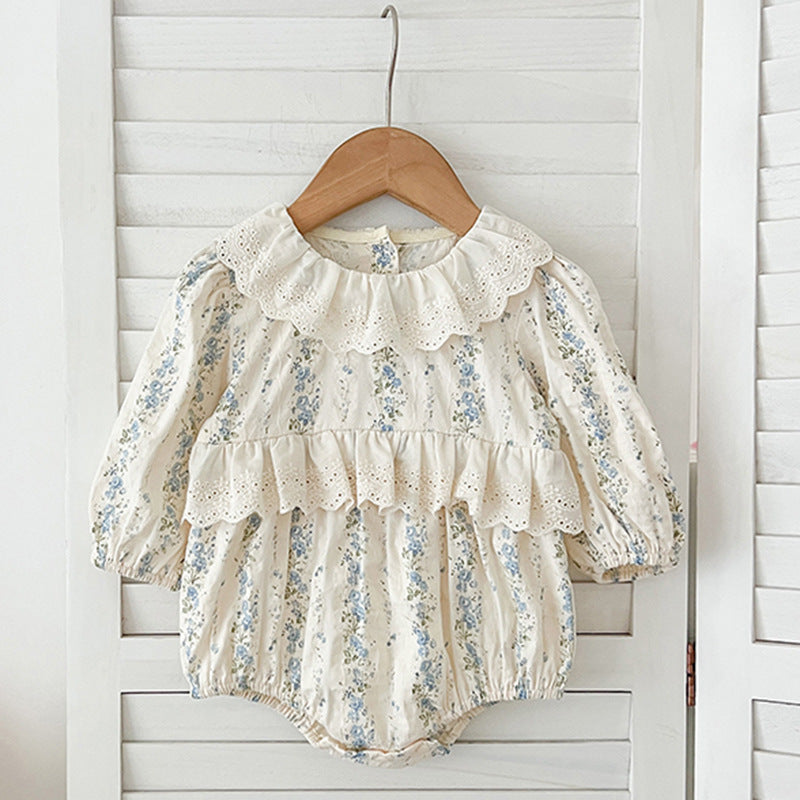 Arrival Autumn Baby Kids Girls Long Sleeves Blue Floral Pattern