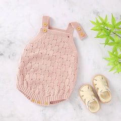 Baby Solid Color Crochet Knitted Pattern Sling Onesies Bodysuit