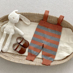 Autumn Newborn Striped Overalls Combo Blouses Sets