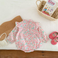 Flower Pattern Long Sleeve Chinese Style Onesies