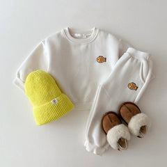 Autumn Baby Kids Unisex Casual Cute Fish Logo Long Sleeves Pullover