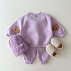 Autumn Baby Kids Unisex Casual Teddy Bear Pattern Long Sleeves