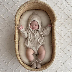 Baby Solid Color Knitted Hooded Triangle Onesies