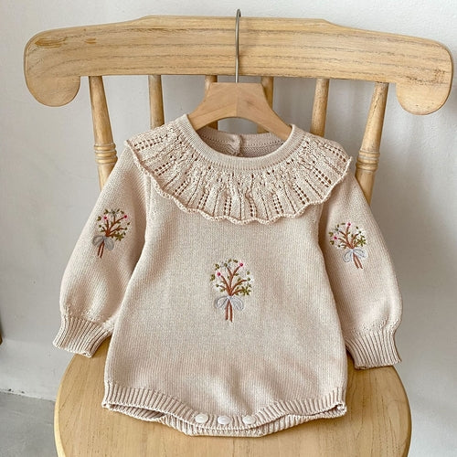 Autumn Embroidered Pattern Knitted Onesies