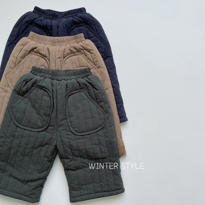 Baby Solid Color Cotton Quilted Winter Pants Outfits