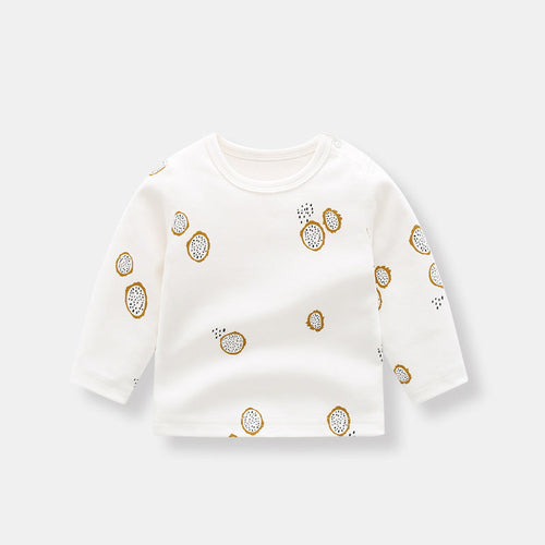 Baby Allover Fruit Graphic 100% Pure Organic Cotton Side Snap Button