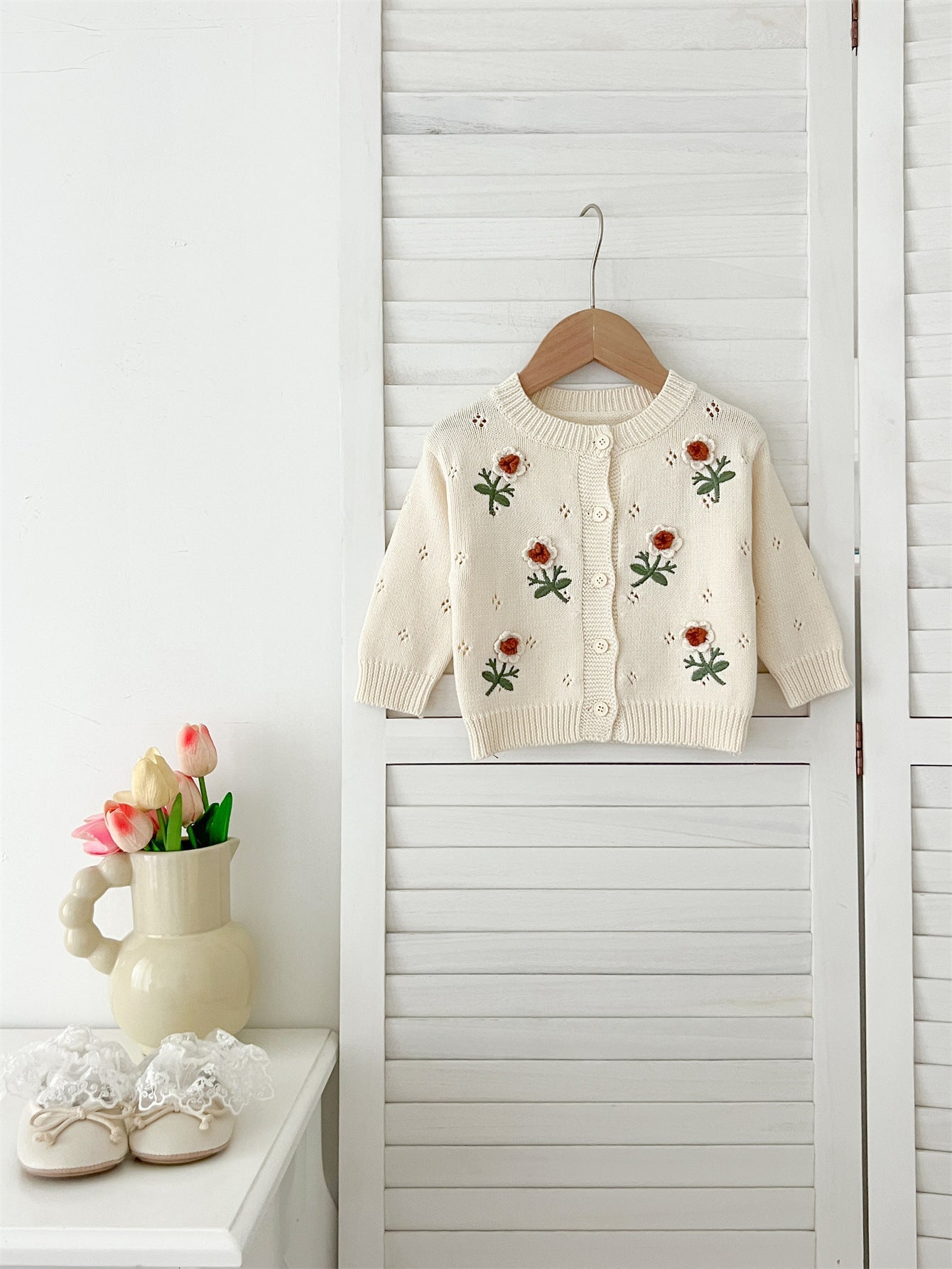 Autumn New Arrival Baby Kids Girls Comfortable Flowers Embroiedery