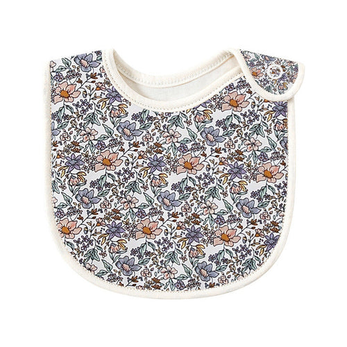 Baby Floral Print Covered Button Design Water Absorbing Bibs