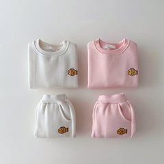 Autumn Baby Kids Unisex Casual Cute Fish Logo Long Sleeves Pullover