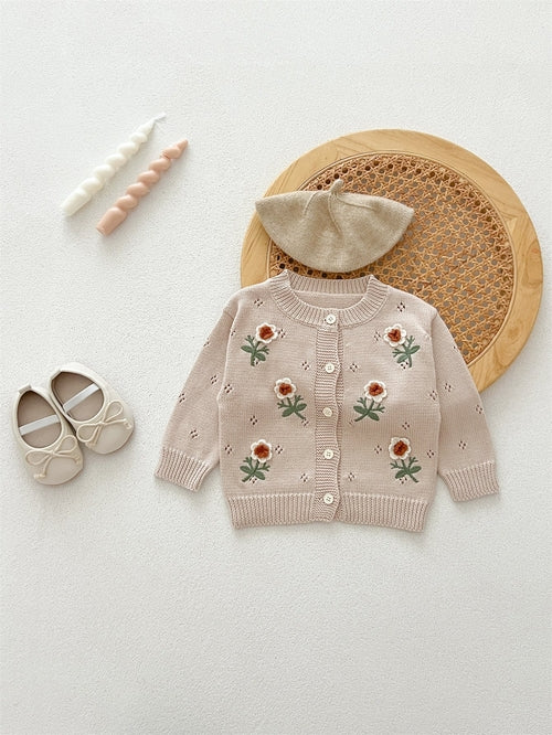 Autumn New Arrival Baby Kids Girls Comfortable Flowers Embroiedery